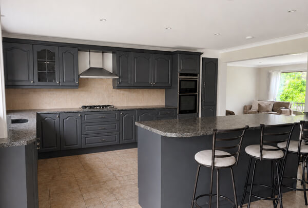 Painted shaker kitchen doors after a cupboard refresh in Hatfield