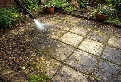 Patio before cleaning in Milton Keynes