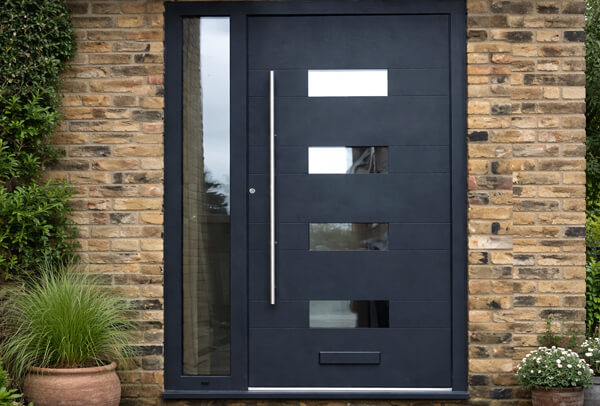 Aluminium front door after painting in Milton Keynes