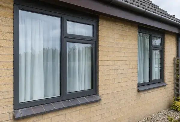 Aluminium window frames in Northampton after painting, with a sharper modern appearance