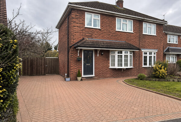 Brick driveway in Northampton after cleaning, with a neater fresher appearance