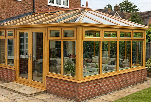 Conservatory in Northampton before a colour change, with an older-looking finish