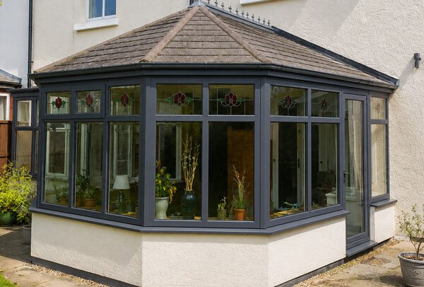 Conservatory frames after being updated to work with the rest of the house
