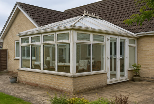 Conservatory before the frames were prepared and painted