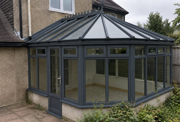 Conservatory frames and roof bars after a tidy new finish
