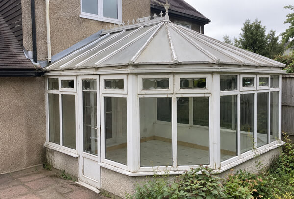 Conservatory frames and roof bars before painting