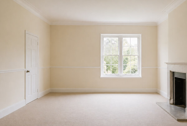 Room in Luton before full redecoration with tired walls, ceiling and woodwork
