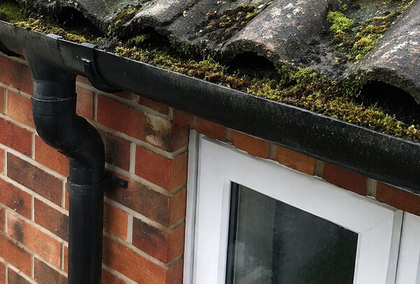 Gutters before cleaning and washing in Milton Keynes