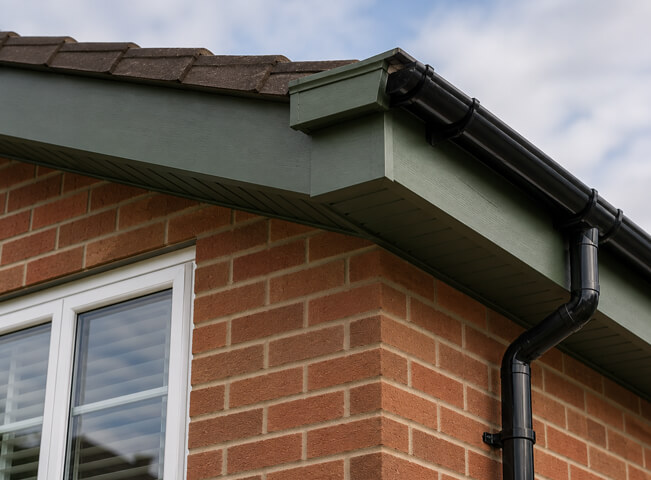 Hemel Hempstead fascias, soffits and bargeboards after painting, with a clean roofline finish
