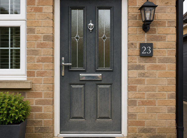 Hemel Hempstead front door before painting, with a dull and dated entrance colour