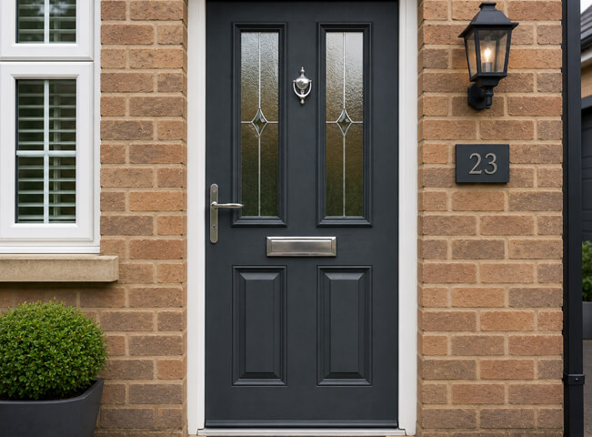 Hemel Hempstead front door after painting, with a clean fresh entrance colour
