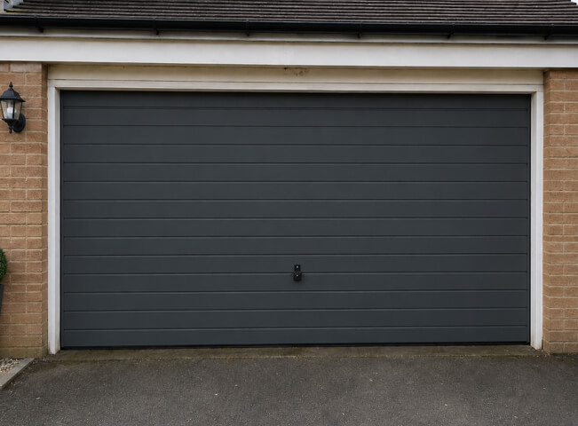 Hemel Hempstead garage door after painting, with a fresh modern colour