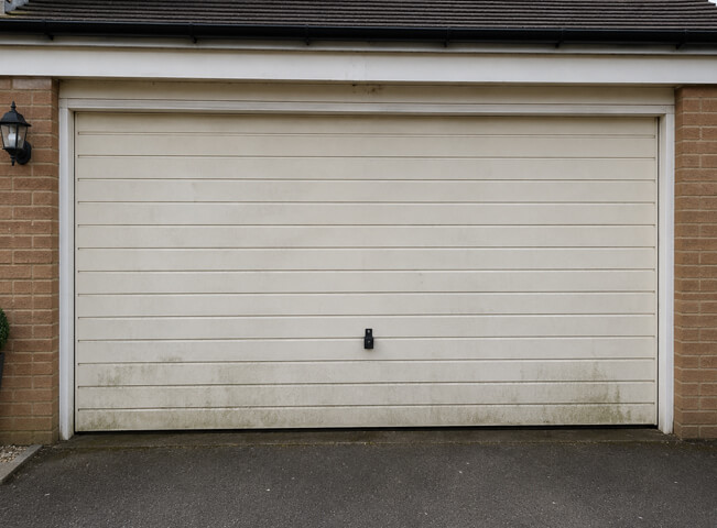 Hemel Hempstead garage door before painting, with faded colour and a tired surface
