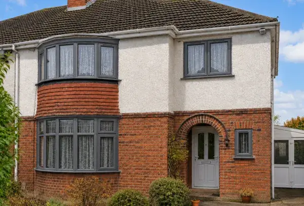 uPVC window frames after being changed to a new colour