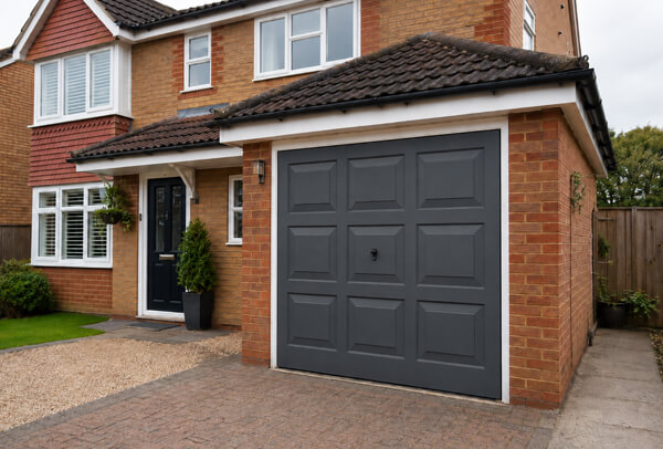 The same usable garage door after repainting