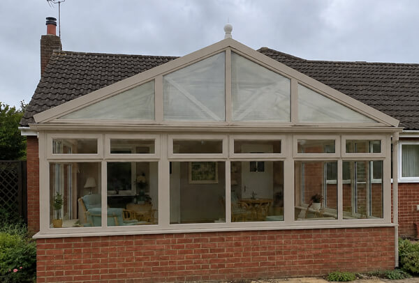 The conservatory after a frame colour was chosen to suit the rear of the house