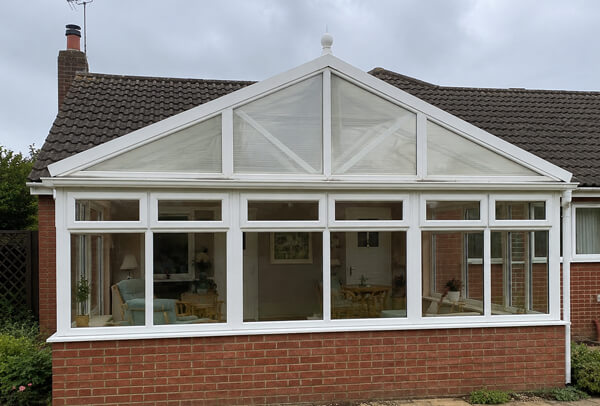 A conservatory before choosing a frame colour to suit the house