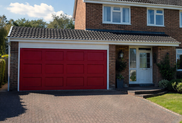 The same steel garage door after being refreshed