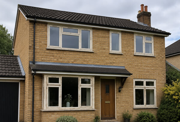 Mixed window frame styles before painting in Bicester