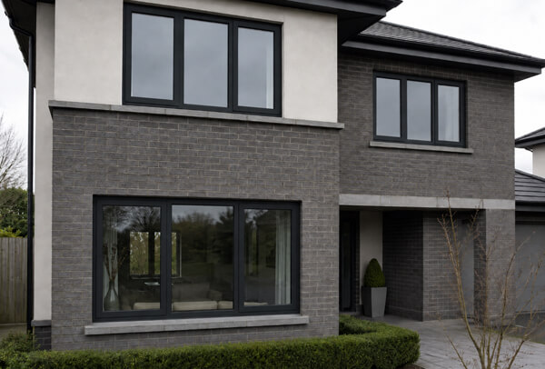 Aluminium window frames after spray painting in Kettering