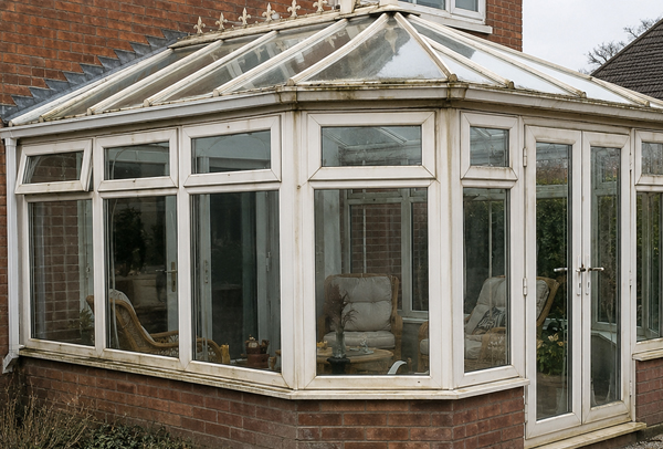 Older conservatory frames before being refreshed in Bicester