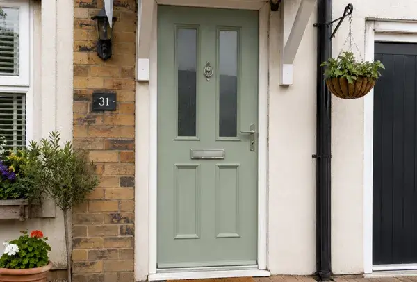 Front door after preparation and repainting