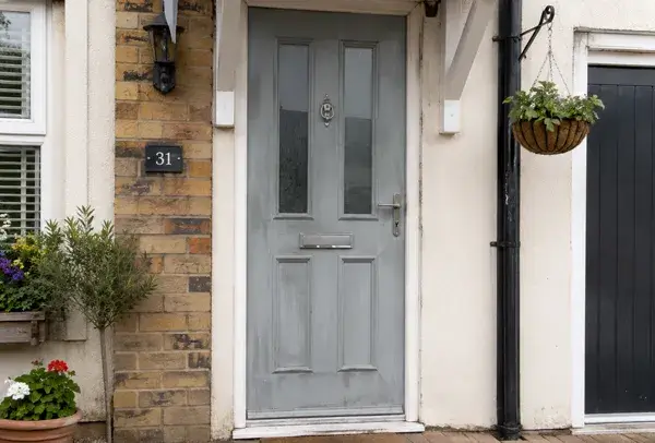 Front door before preparation and repainting