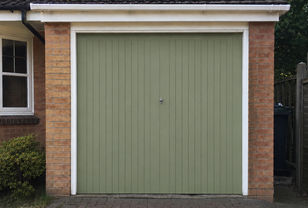 Timber garage door after repainting in Aylesbury