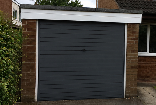 Metal garage door after repainting in Aylesbury