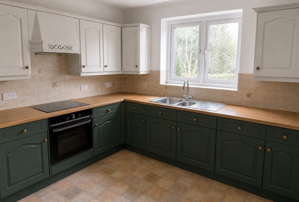 Kitchen in Stevenage after cupboard painting with a modern painted finish