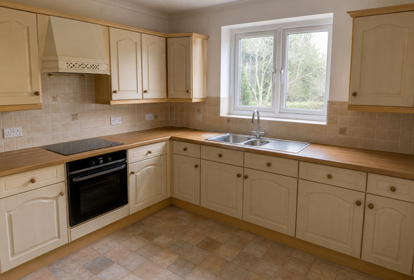 Kitchen in Stevenage before cupboard painting with older cabinet colours