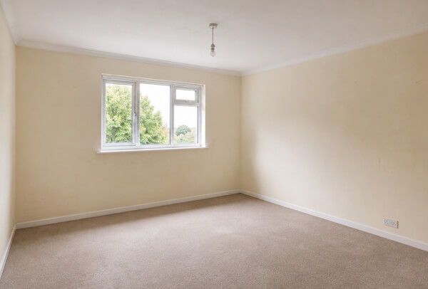 Interior room in Kettering before wall painting with marked walls and an older colour