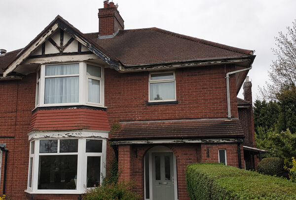 Exterior trim before painting in Wellingborough with faded roofline colour