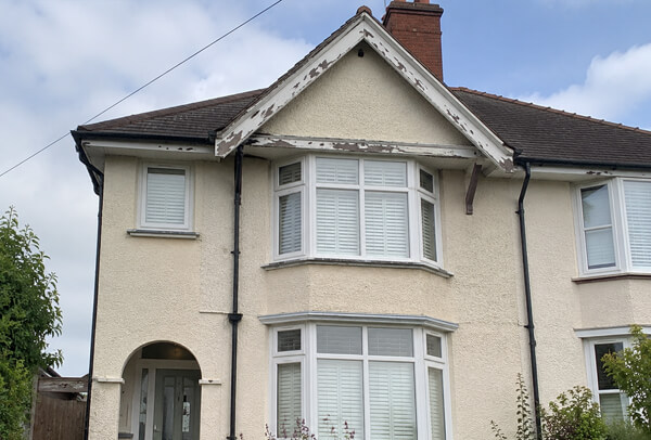 Fascias and soffits before painting in Kettering with a tired exterior finish